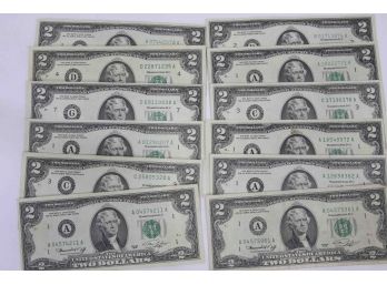 (12) $2 Federal Reserve Notes - 1976 - Condition Varies