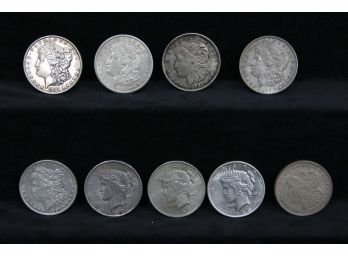 (6) Morgan Silver Dollars - (3) Peace Silver Dollars - Dates & Condition Vary