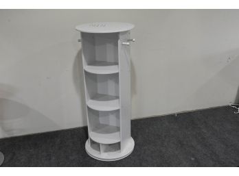 Mirrored Rotating Dressing Stand With Shelves And Clothing Pegs