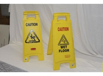 2 Rubbermaid Wet Floor Safety Signs