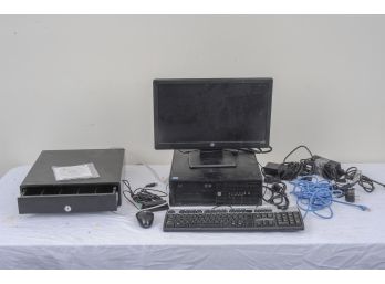 Hewlett Packard Computer With Monitor, Cash Drawer And Accesories