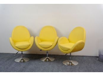 Group Of 3 Yellow Salon Chairs