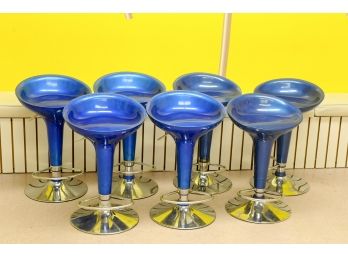 Group Of 7 Blue Scoop Chairs