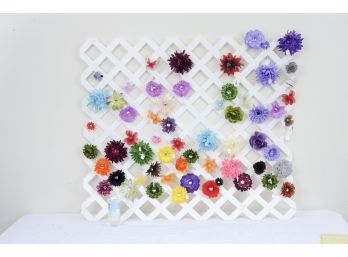 Flower Hair Clips On Lattice Display.