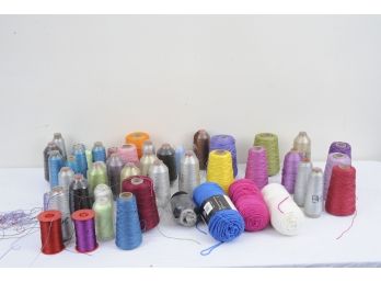 Large Group Of Yarns, Glitter String, Etc For Hair Wrapping.