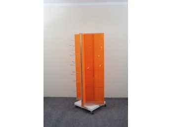 Rotating 4 Sided Plastic Pegboard Display On Wheels