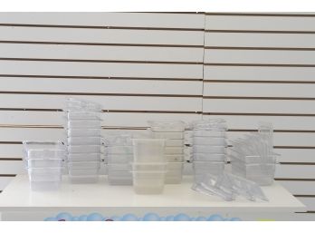 Big Group Of 1/6 And 1/3 Size Steam Table Plastic Trays With Lids