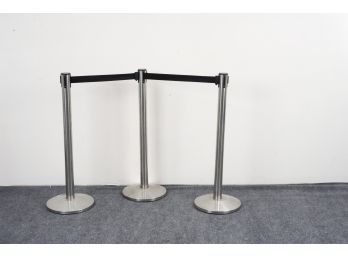 Group Of 3 Queue Solutions Retractible Belt Barriers