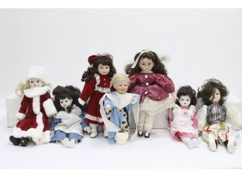 7 Pieces Assorted Porcelain Doll Lot -Various Sizes