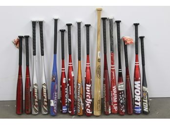 Lot Of 16 Baseball & Softball Bats - All New - Various Sizes