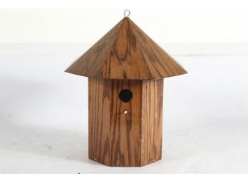 Hanging Wood Hut Birdhouse With Removable Bottom