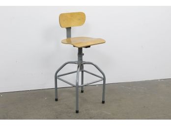 Bevco Wood Seated Shop Stool With Steel Base