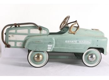 Vintage Green/Teal/White Estate Wagon Pedal Car