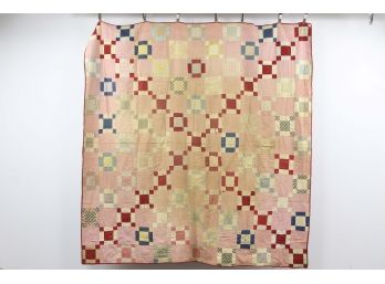 Vintage Hand Made Mostly Pink Quilt