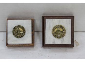 2 Paper Weights Made From Original Marble From The US Capitol Steps