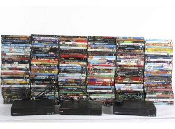 190+ DVDs & 3 DVD Players (2 Sanyos, 1 LG), Assorted Movies Titles, Players Untested