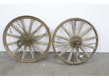 Pair Of Early Wood And Steel Model-T Ford Spoke Rims