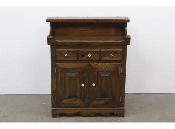 Pine Dry Sink Cabinet With White Knobs - Excellent Condition