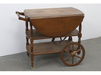 Rolling Wood Service/beverage/tea Cart - With Drop Leaf Sides.