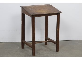 Small Antique Wood Child's School Desk .