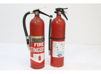 Lot Of 2 Chemical Fire Extinguisher - One Charged The Other Needing Charge - Both Should Be Tested