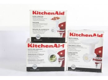 3 Piece Kitchen Aid Accessory Lot - In Original Boxes - Slicer, Grinder, & Pasta Maker