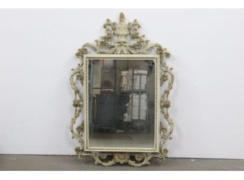 Vintage Ornate Wood Framed Wall Hanging Mirror