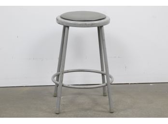 National Seating Corporation Vintage Industrial Metal Stool With Cushioned Seat