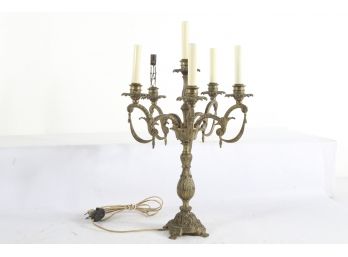 Vintage 5 Light Electric Candelabra With Metal Base