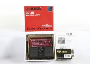 Boss 2 Pedal Loop Station RC30 Dual Track Looper W/AC Adapter - In Original Box.