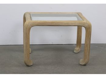 Vintage Wood And Glass Top Coffee/end Table