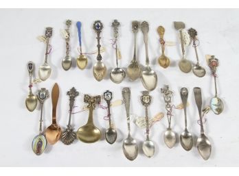 Mixed Lot Of 22 Spoons, Various Places Featured, At Least 1 Marked 925