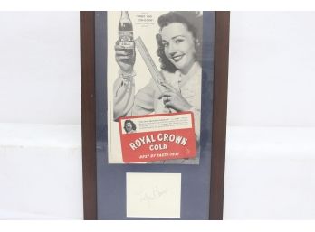 RC Cola 1944 Advertising With Clipped Autograph By Lynn Bari