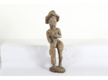 22' Tall Carved Figure With Pipe