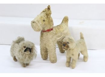 3 Antique Stuffed Dogs, 1 Baki Original Brand