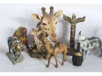 Figurine Lot,Giraffes, Wolves, Egyptian Style, More