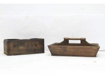 Vintage Tool Caddy And Wooden Box By American Horseshoe Company W Great Dovetailing