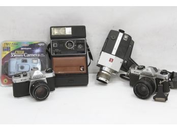 Camera Lot, 2 Pentax K1000 W Lens, Polaroid And More