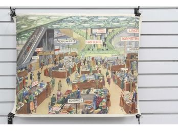 28' X 24' Vintage French School Department Store Advertising Poster, Double Sided
