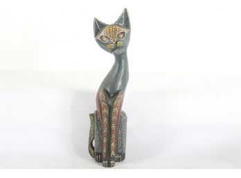Painted Wooden Cat