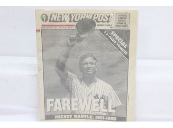New York Post 'Farewell Mickey Mantle'