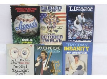 Lot Of 6 Baseball Books With 4 Autographed By Authors