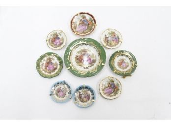 Lot Of 9 Small Limoges Plates With Holders