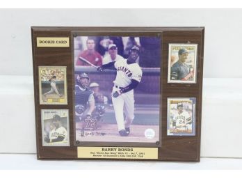 Barry Bonds 'New Homerun King'  12' X 15' Plaque With Rookie Card