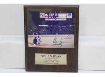 Nolan Ryan Autographed No Hitter Limited Edition Numbered Plaque