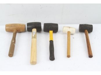 Group Of 5 Rubber And Wood Mallets