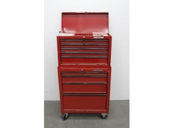 2 Piece Red Craftsman Tool Box W/ Keys