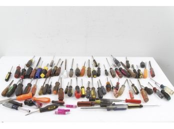 Large Group Of Miscellaneous Screw Drivers Various Sizes
