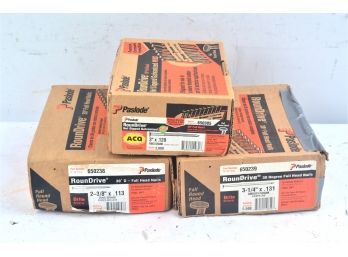 Three Boxes Of Paslode Galvanized Framing Nails Part Numbers 650238 650385 650239