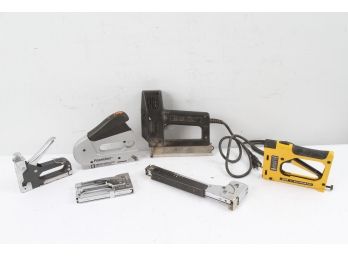 Lot Of 6 Staple Guns Various Sizes *One Electric*